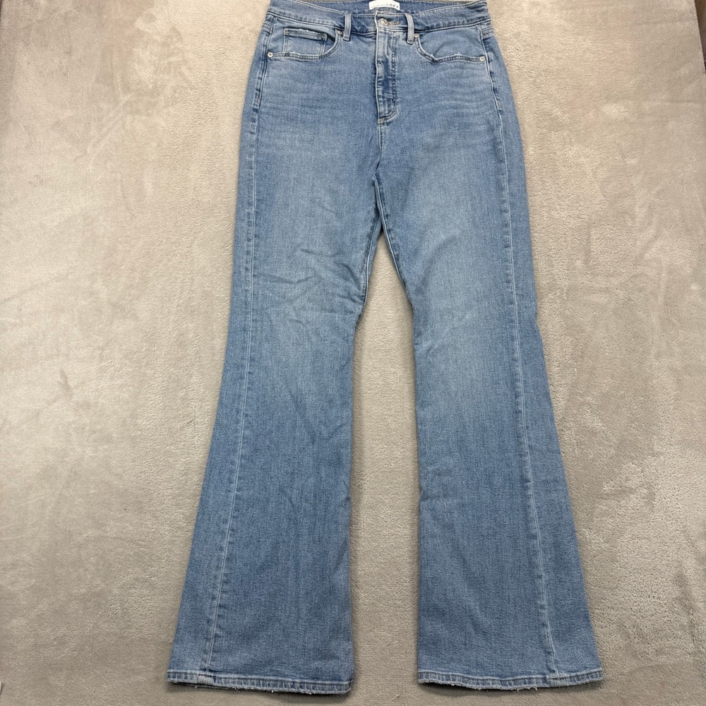 LOFT Jeans Women's 6/28 Slim Flare Whiskered Light Blue High Rise Stretch Denim